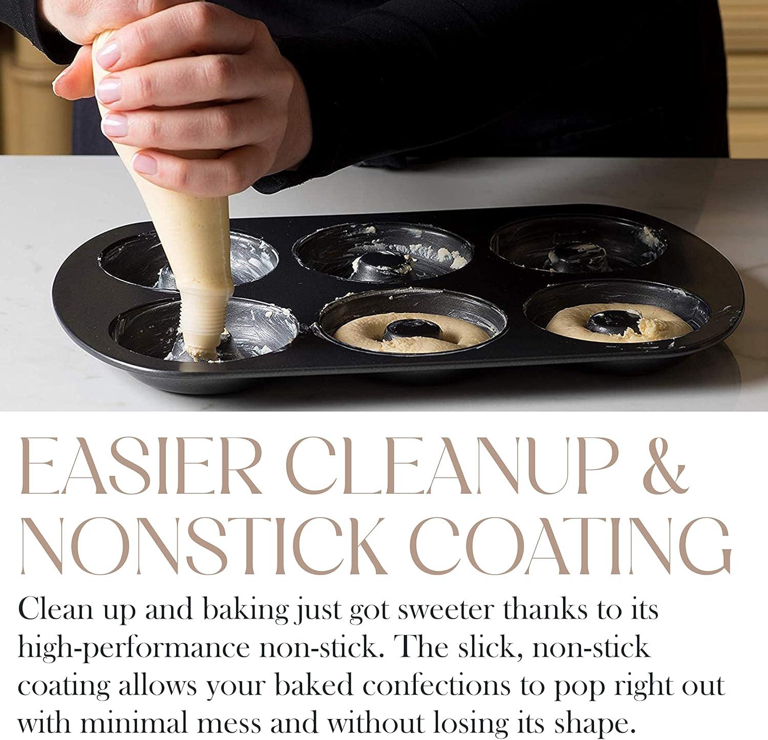 Bellemain Premiere Donut Pan for Baking Nonstick Doughnut Pan with 6-Doughnut Molds | Steel Donut Trays | Make Perfect Bagels and Cake Donuts (2)