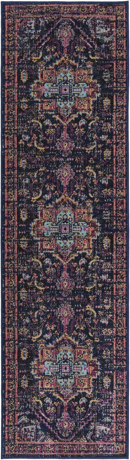 Zuma Beach Navy Polypropylene Boho Throw Rug 2' x 3'