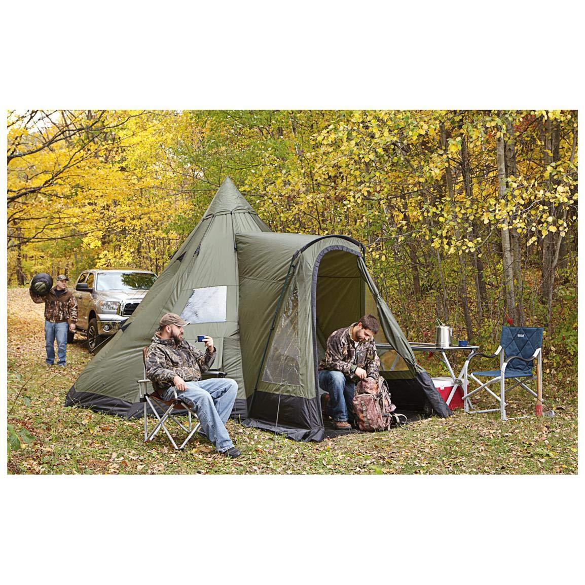 Green 14' x 14' Polyester Teepee Tent with Vestibule