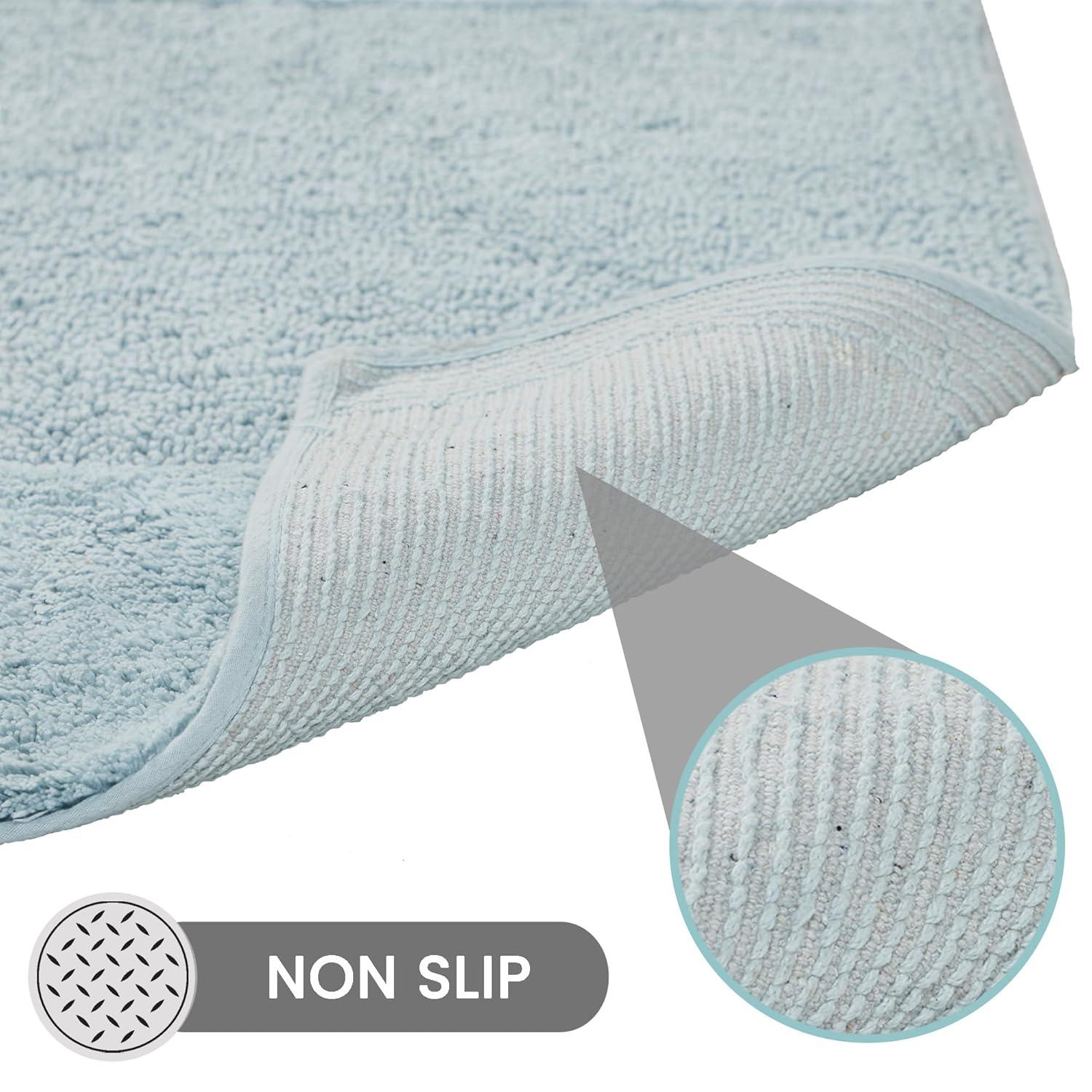 Better Trends 4 Piece Bathroom Rug Set, 100% Cotton, Extra Soft Tufted Bath Mat, Water Absorbent & Non Slip Bath Rug, (Blue) Granada Collection