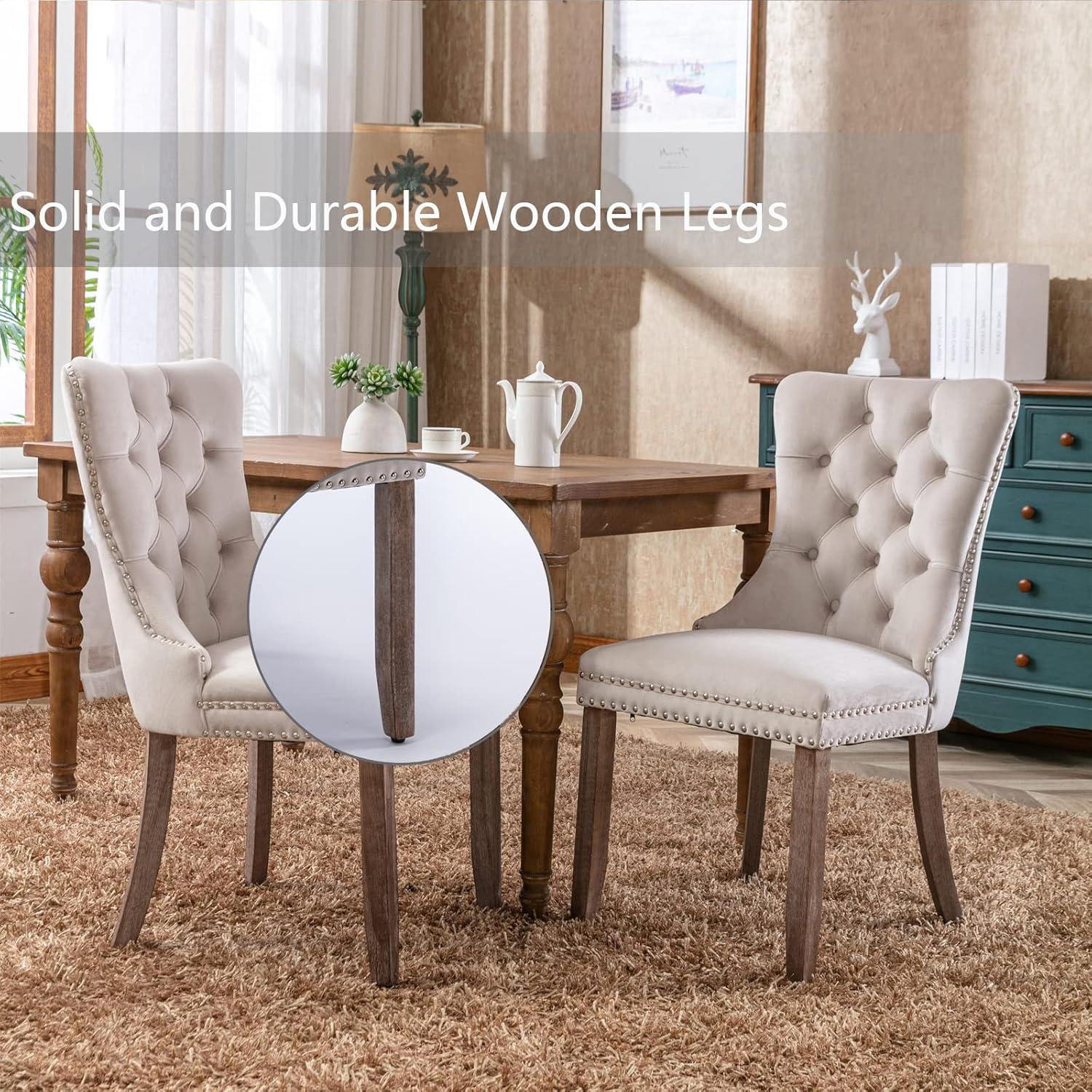 Velvet Upholstered Wing Back Dining Chair (Set of 6)