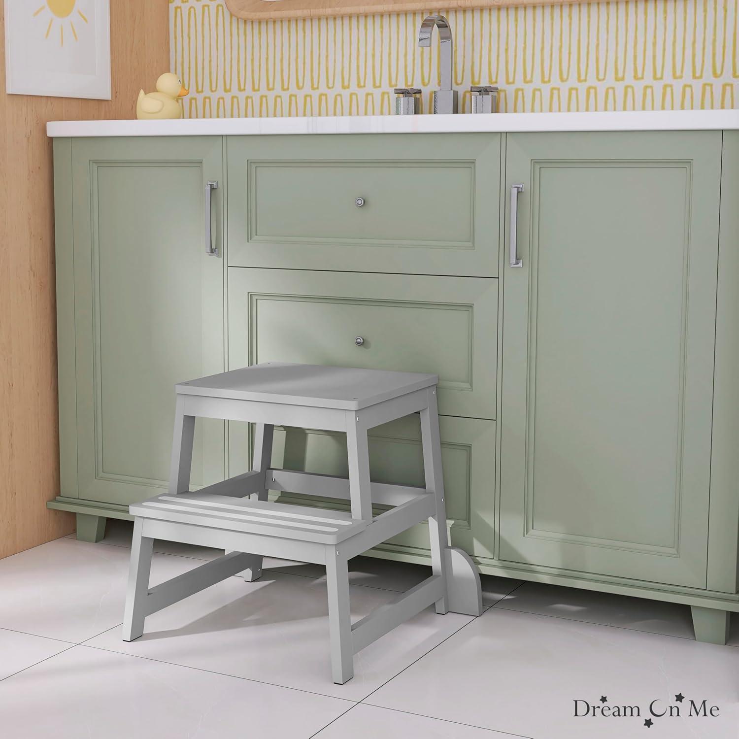 Dream On Me 2-in-1 Funtastic Tower and Step Stool, Easy to Assemble, Cool Grey