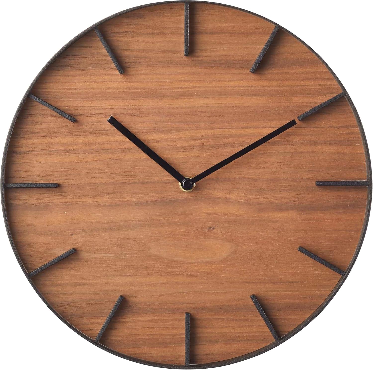 Rin Yamazaki Home Wall Clock, Modern Wood Home Decoration, Steel + Wood, Step Motion Second