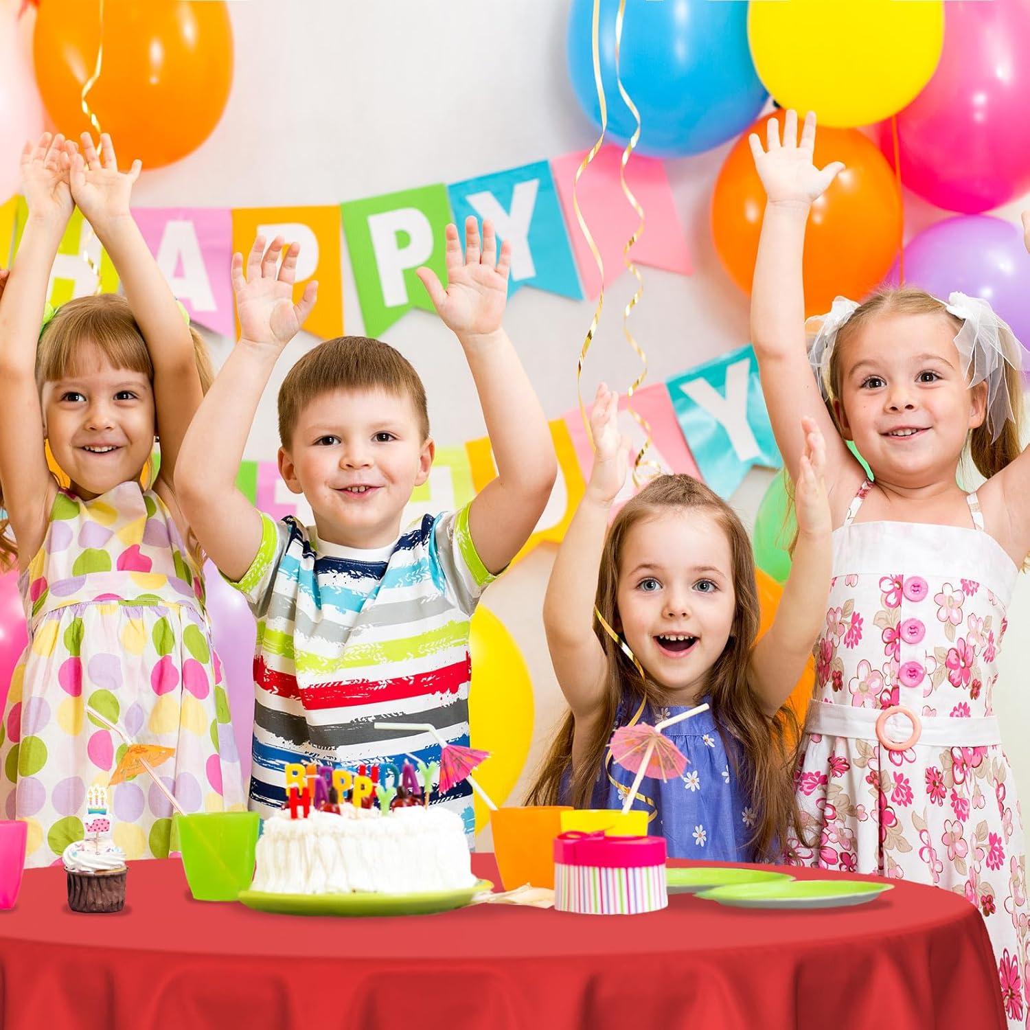 Crown Display Premium Quality Plastic Tablecloth 84 Inch. Round- Red- 6 Packs