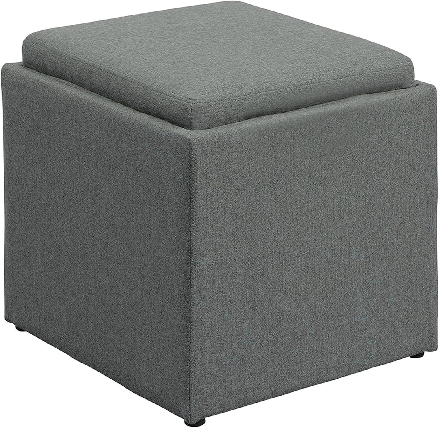 Park Avenue Soft Gray 18" Ottoman with Reversible Tray and Footstool