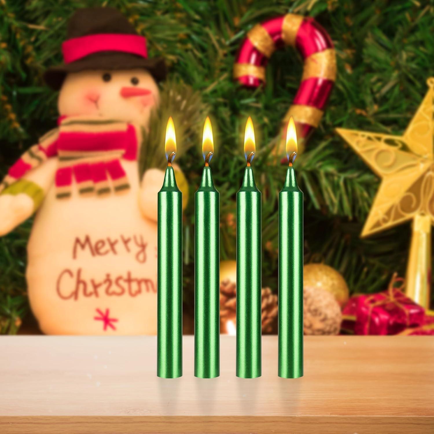 Mega Candles Set of 16 Unscented 6 Inch Metallic Taper Candles, Holidays, Seasonal, Celebrations, Devotional, Church, Wreath, Party, Gifts