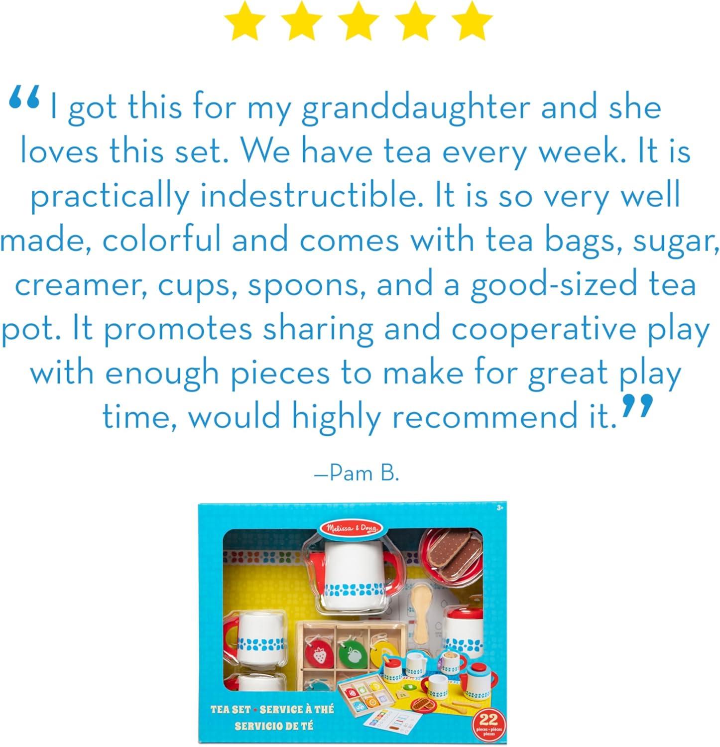 Melissa & Doug 22 Piece Wooden Steep and Serve Tea Set