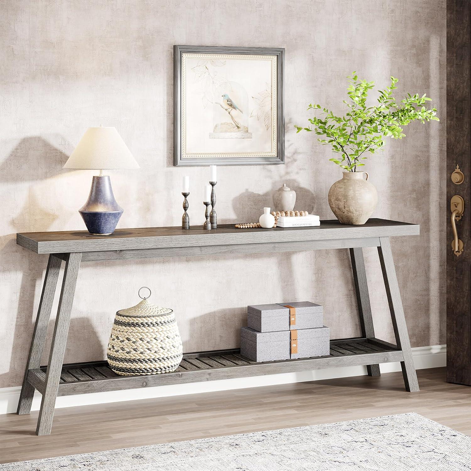 Farmhouse 70.9 Inches Console Entryway Table Grey