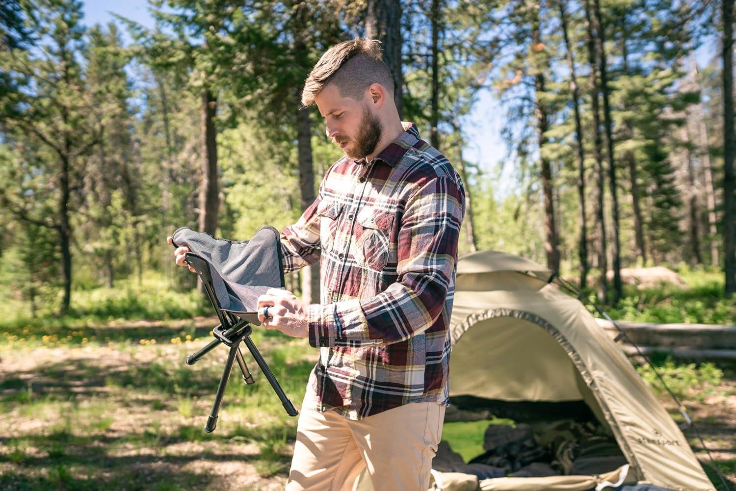 Stansport Apex Fold-up Stool Black Steel Polyester Camping Adult