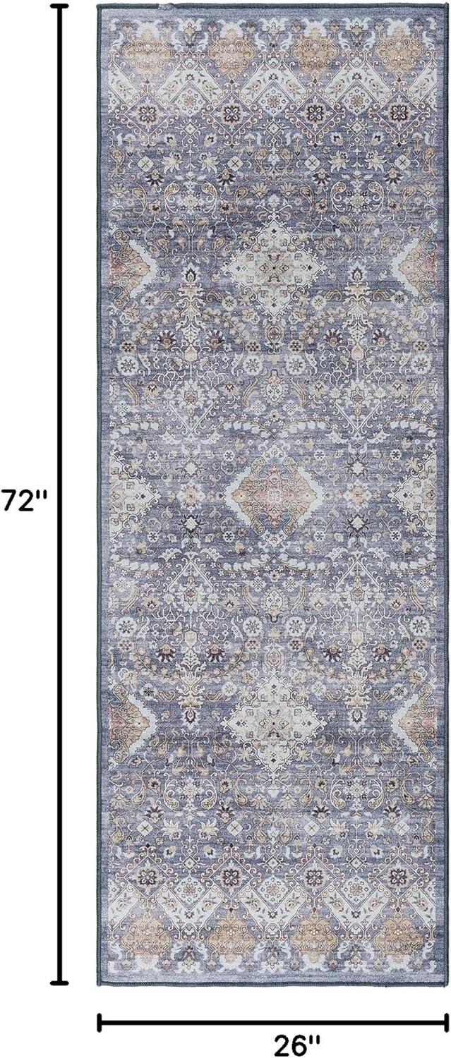 Gertmenian Crystal Print Tanis Gray Polyester Washable Moroccan Bohemian Area Rug