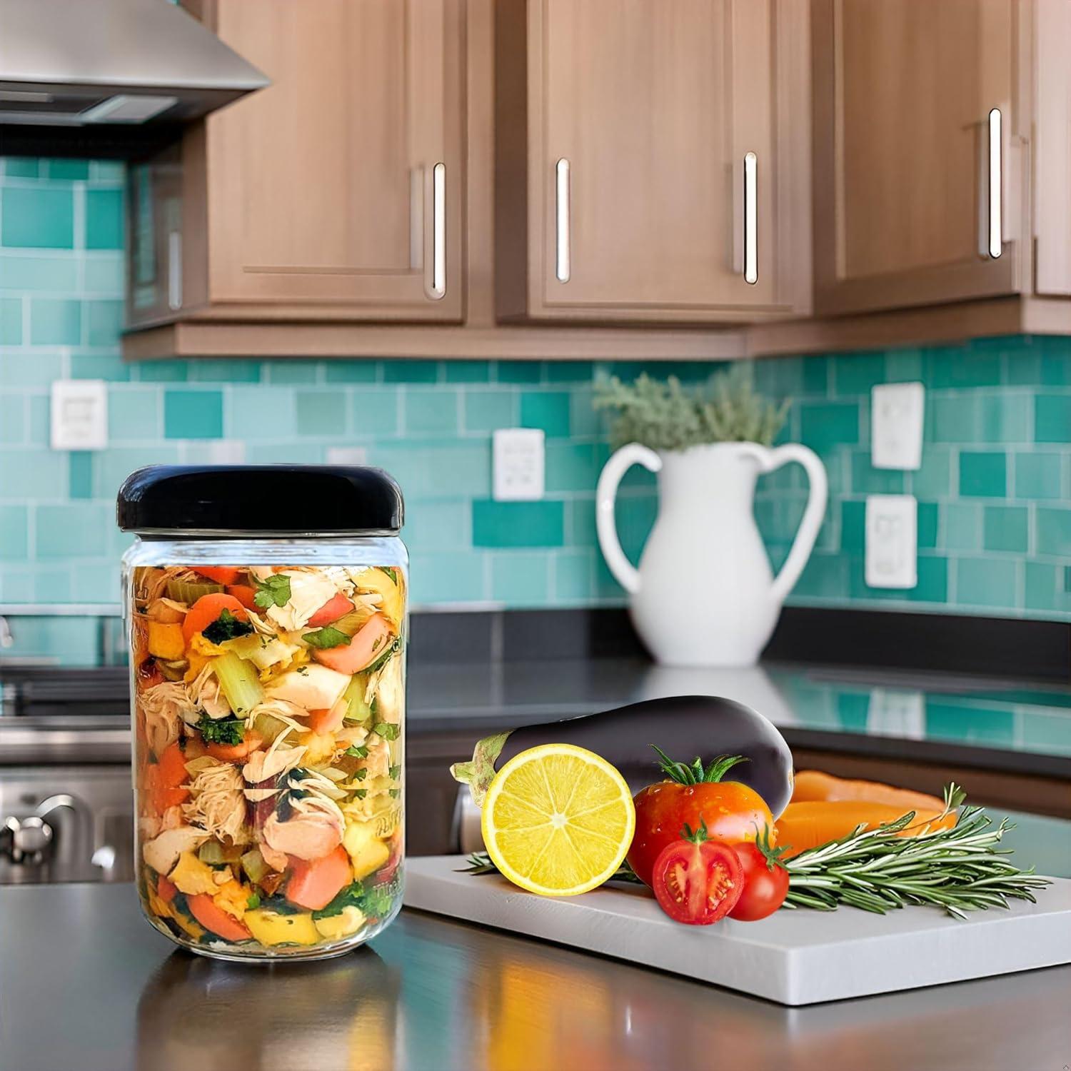 Jarming Collections 16oz Wide Mouth Glass Storage Jars – Extra-Wide Opening with BPA-Free Plastic Lids for Easy Filling, Food Storage, Pantry Organization & Canning Storage – Made in USA  (Set of 2)