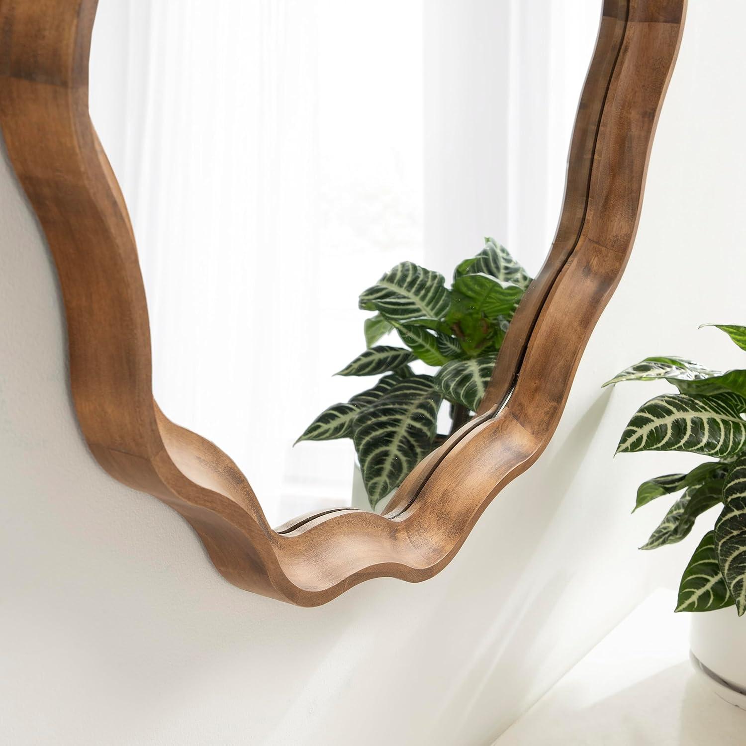 Kate & Laurel All Things Decor 28"x28" Hatherleigh Round Scallop Mirror: Wall Mount, Transitional Decor