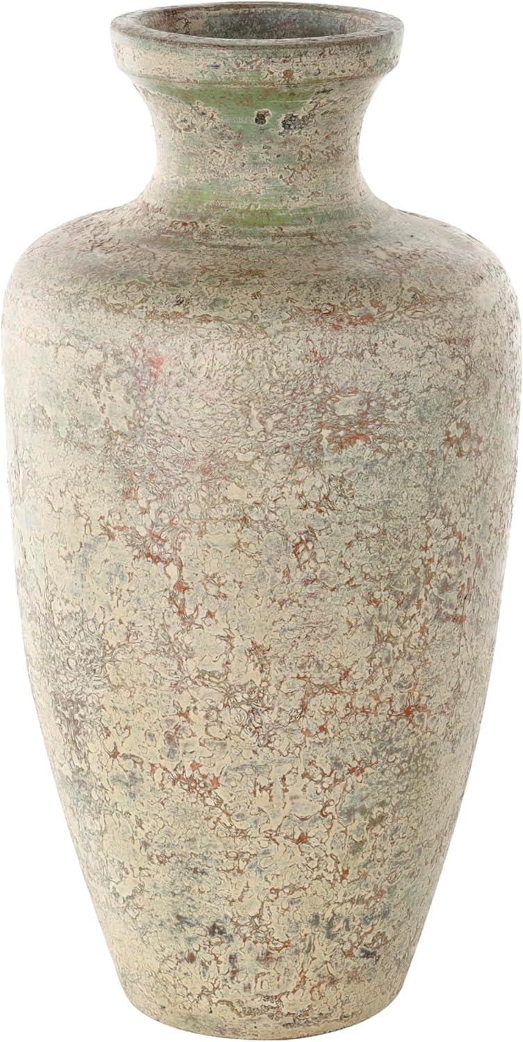 Rustic Cream and Brown Ceramic Urn Vase