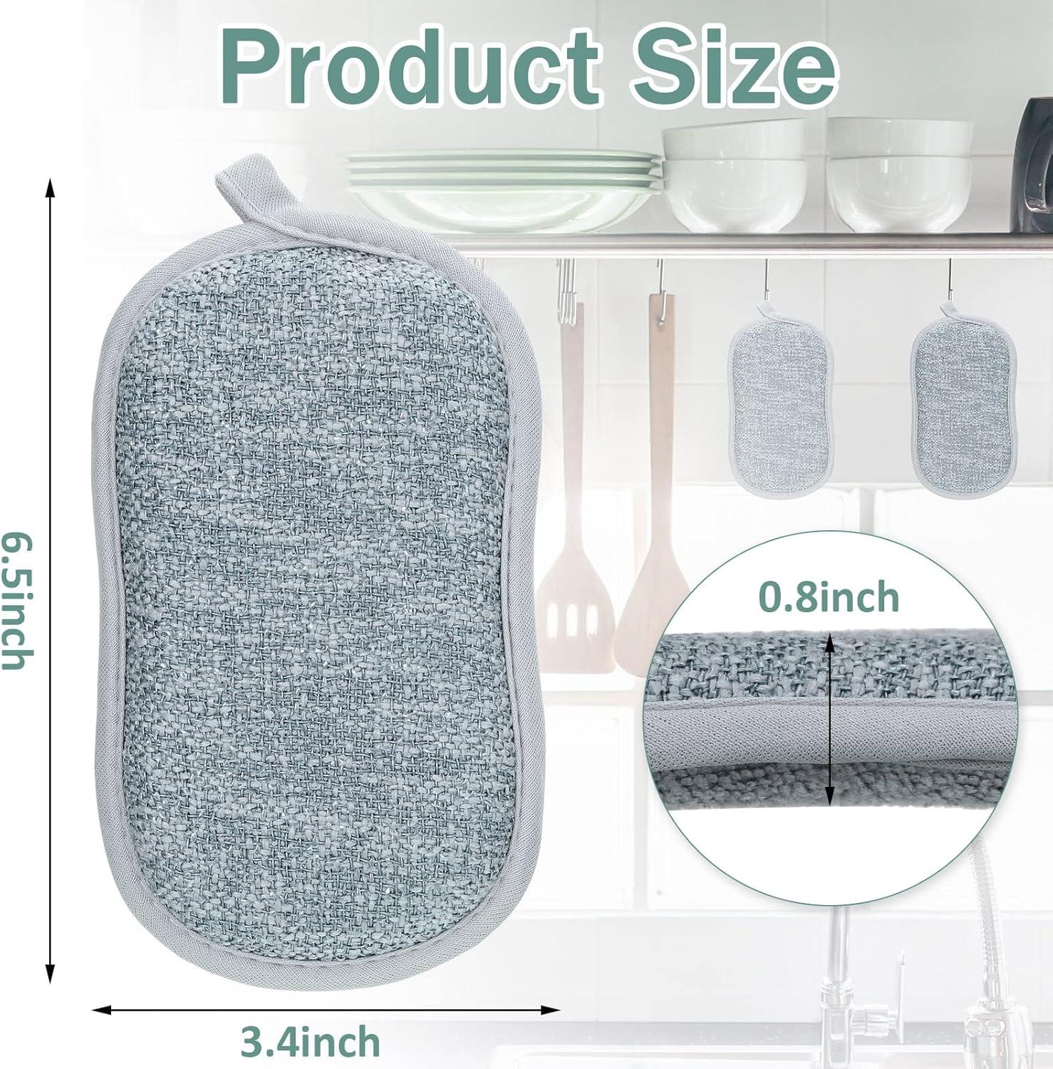24 Pack Multi Purpose Scrub Sponges Non Scratch Microfiber Sponge Cleaning Dish Scrubber Reusable Dish Sponges for Washing Dishes Along with Heavy Duty Scouring Power (Blue)