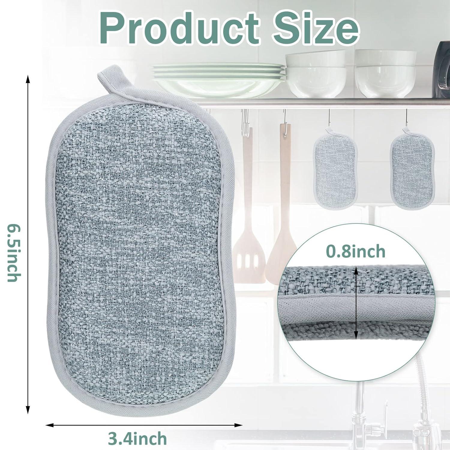 24 Pack Multi Purpose Scrub Sponges Non Scratch Microfiber Sponge Cleaning Dish Scrubber Reusable Dish Sponges for Washing Dishes Along with Heavy Duty Scouring Power (Blue)