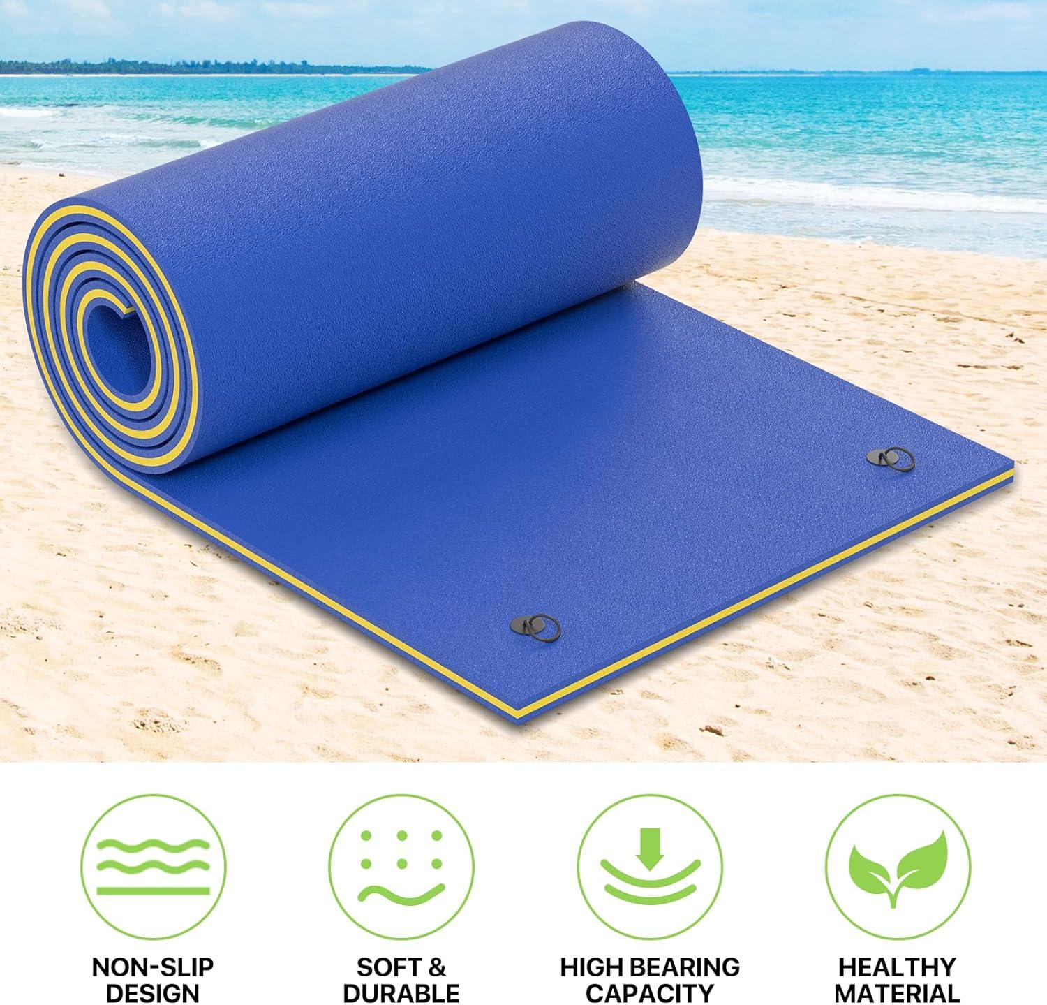 Bring Home Furniture 18x6 ft Floating Mat 10ft Bungee & Storage Straps 1500lb Capacity UV-Resistant XPE Foam Hi-Vis Safety​​