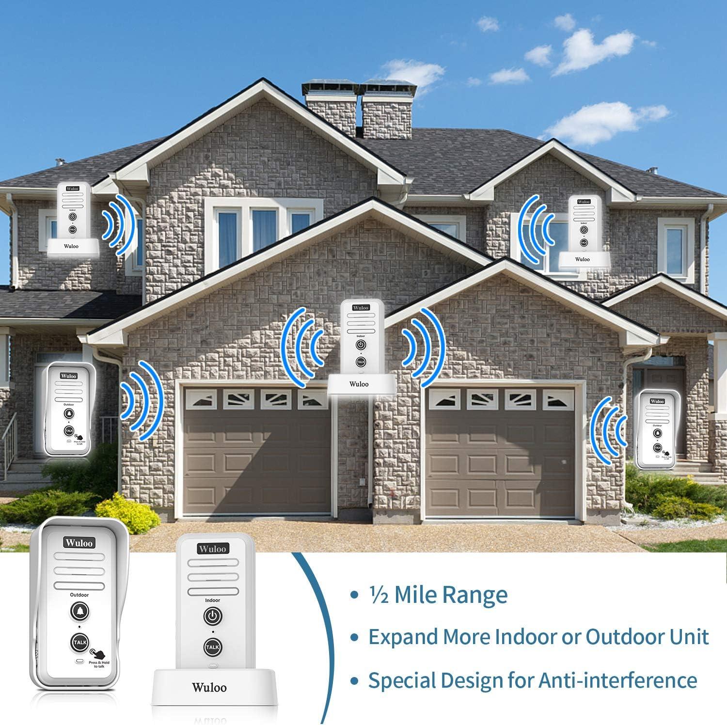 White Wireless Intercom Doorbell Chime with Rechargeable Battery