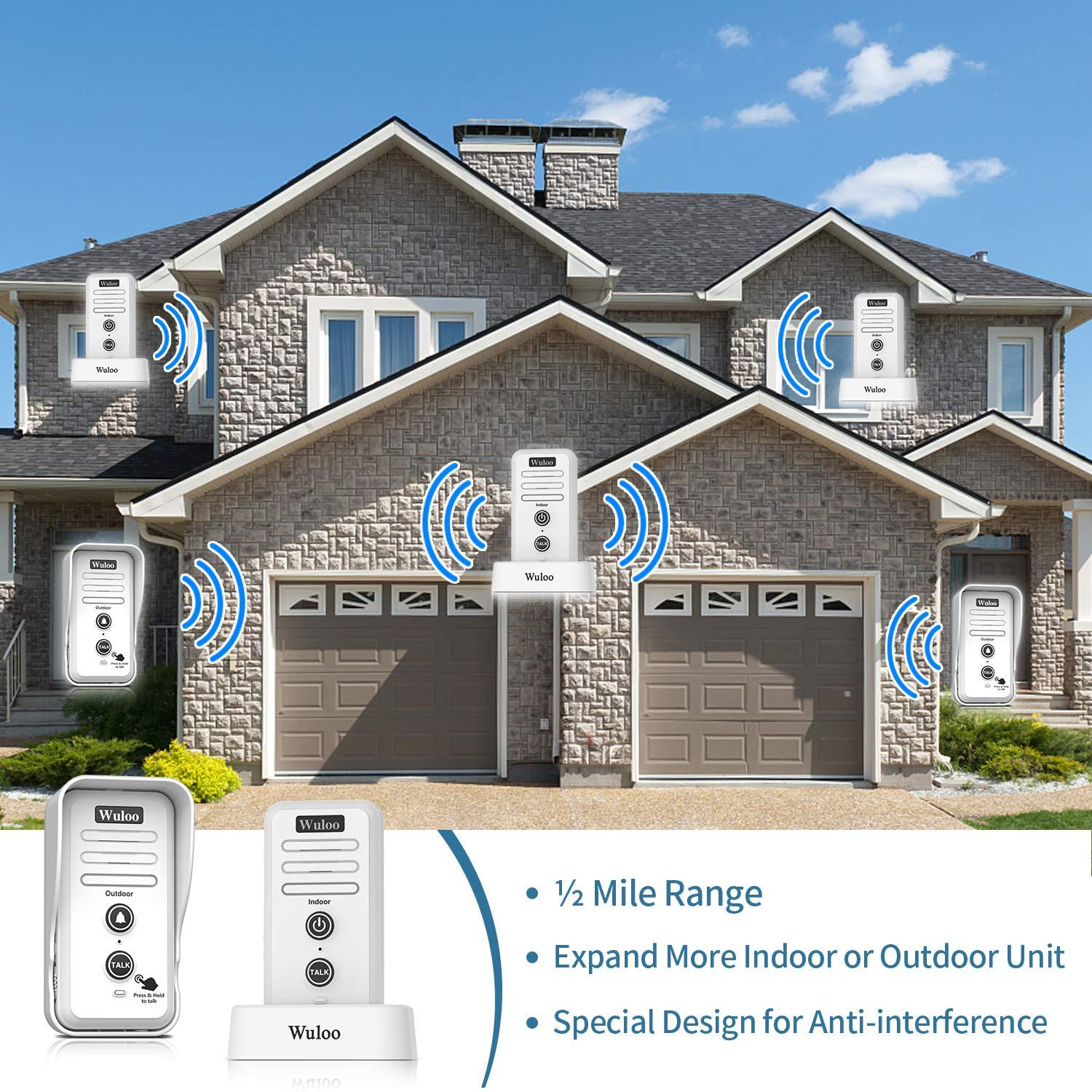 Wireless Intercom Doorbell Chime for Home Intercomunicador (1T1 White) …