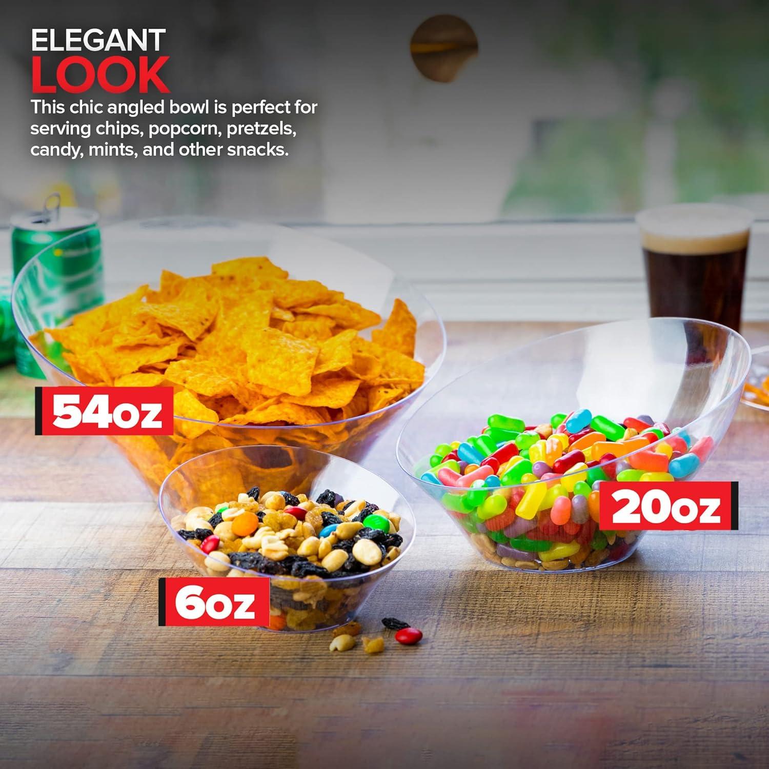 Large Clear Plastic Round Serving Bowls for Salad and Candy