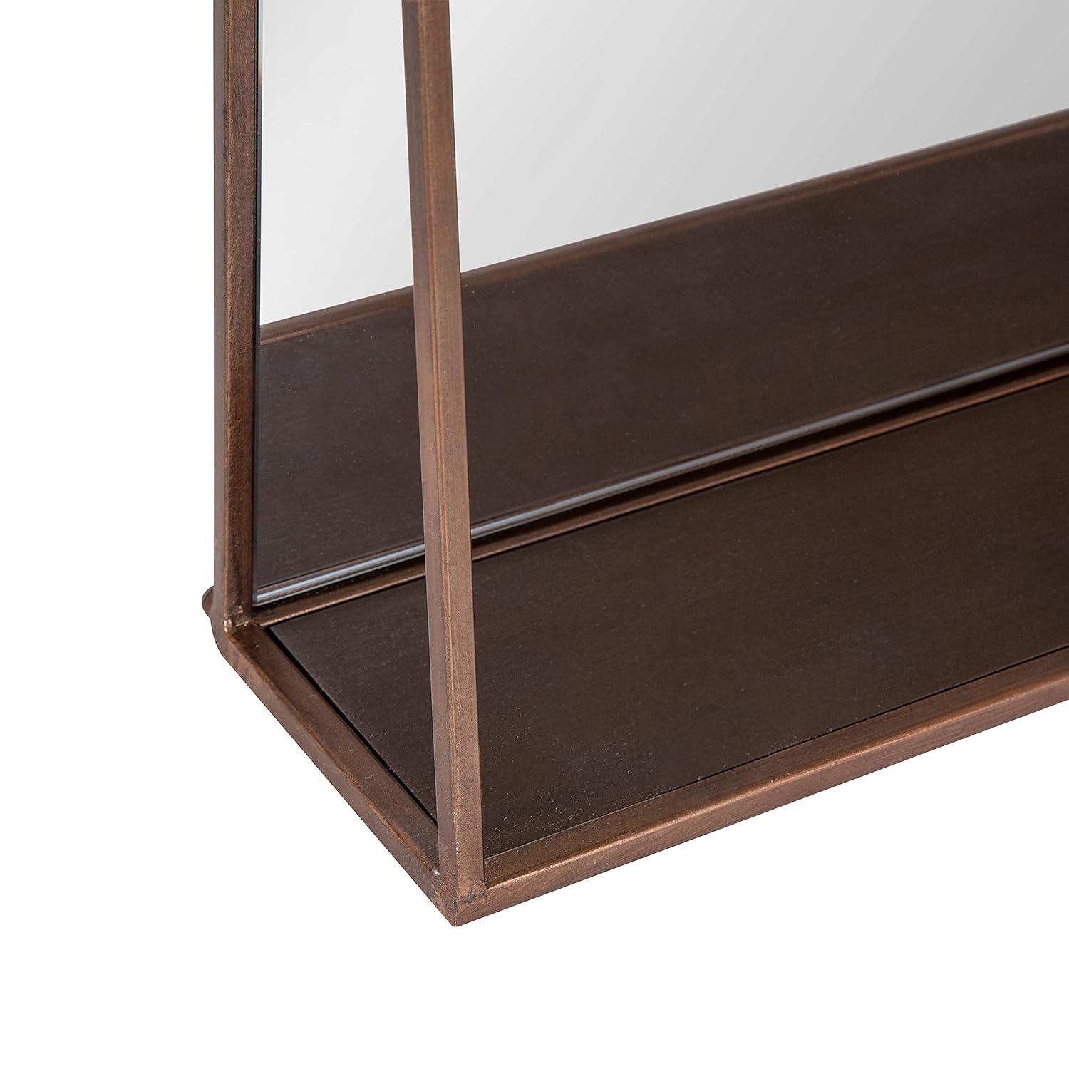 Kate and Laurel Lintz Metal Framed Mirror with Shelf, Bronze 18x24