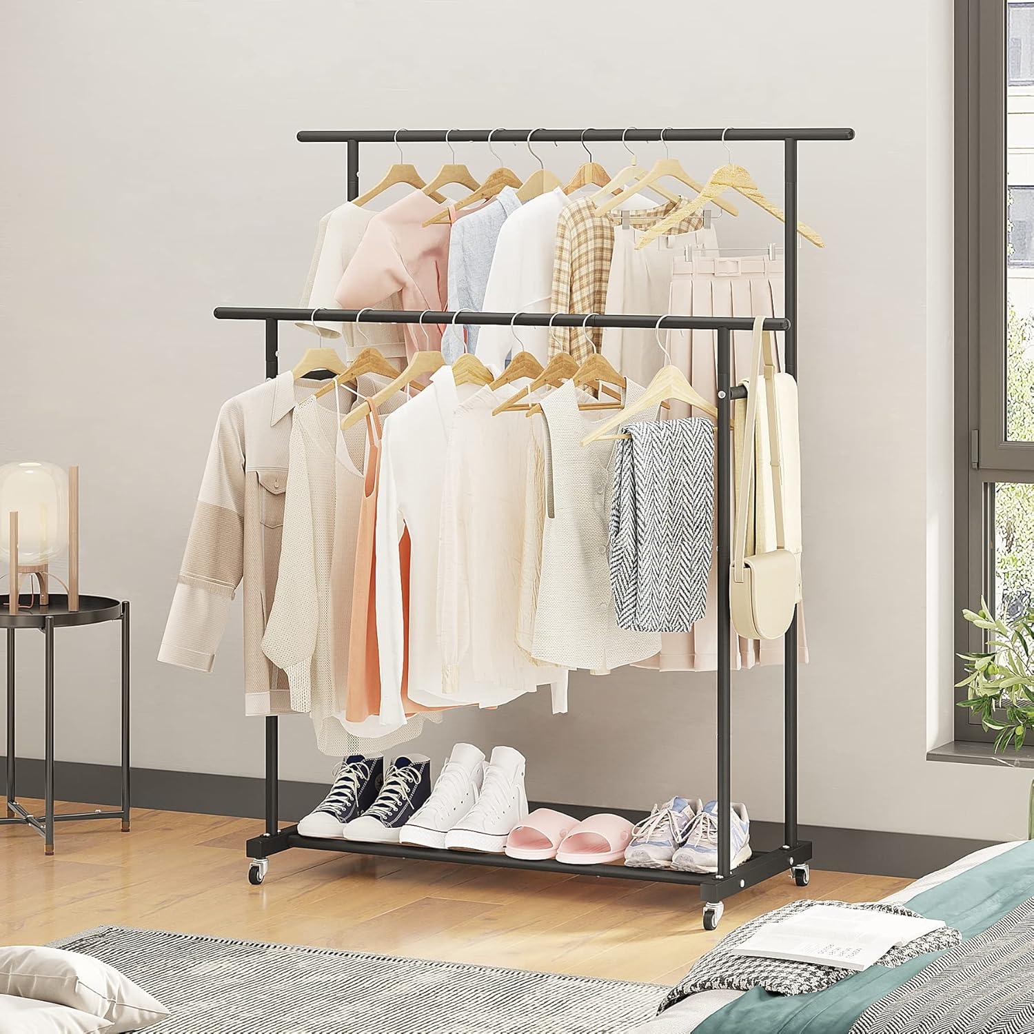 Portable Rolling Clothes Rack - 3 Tier