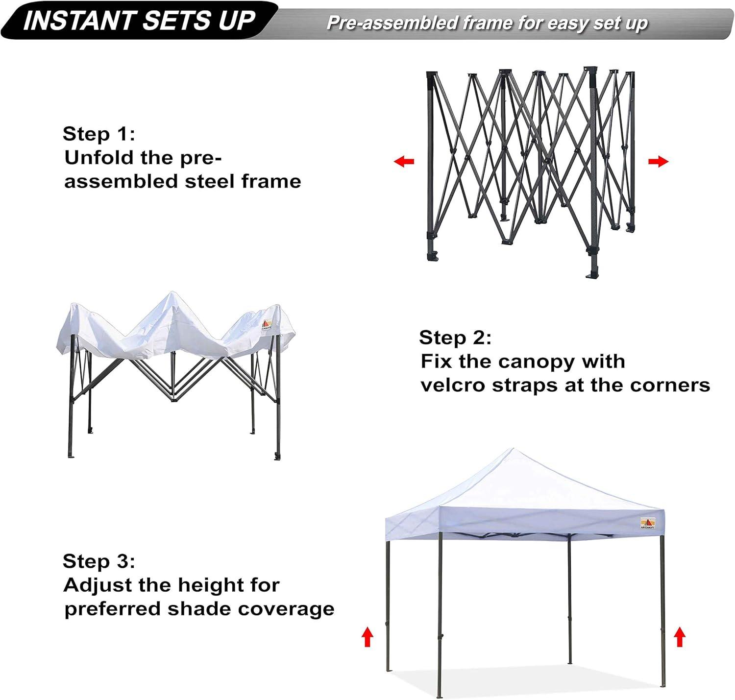 White 10x10 Commercial Pop Up Canopy Tent with Wheeled Bag