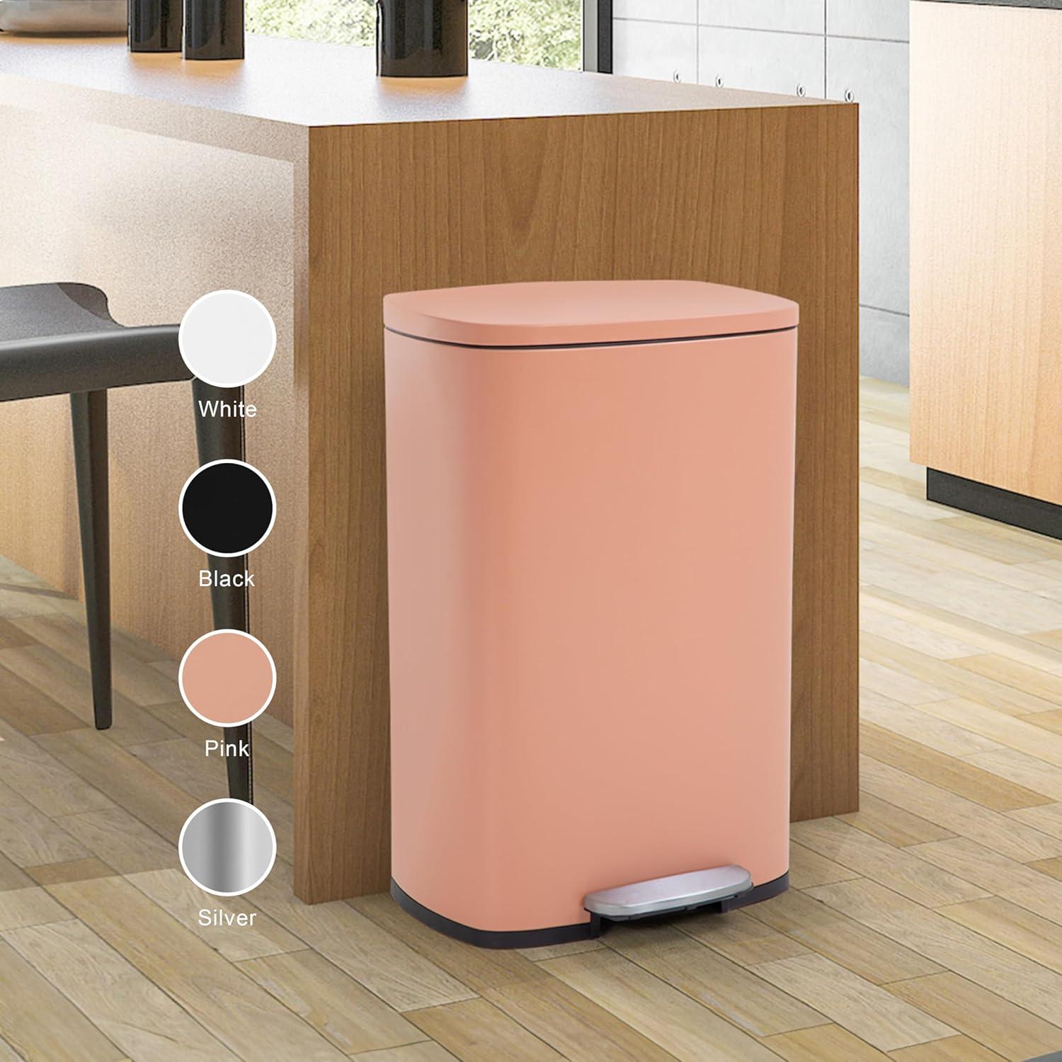 Pink Stainless Steel 13 Gallon Pedal Trash Can