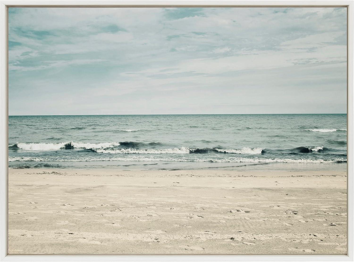 31.5" x 41.5" Sylvie Beach II Framed Canvas by F2 Images White - Kate & Laurel All Things Decor: Coastal Wall Decor, Nautical Digital Art