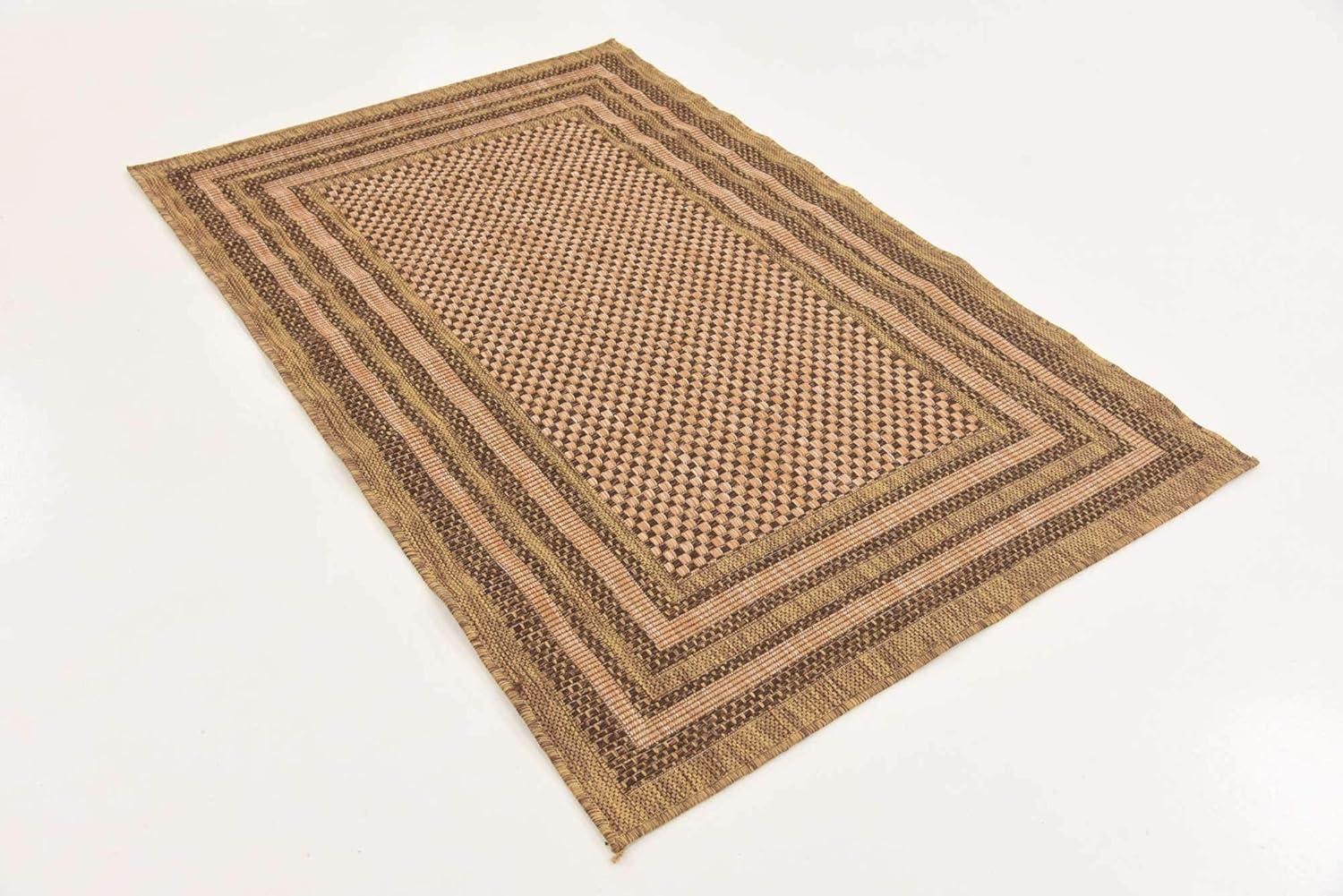 Light Brown and Gold Rectangular Outdoor Rug