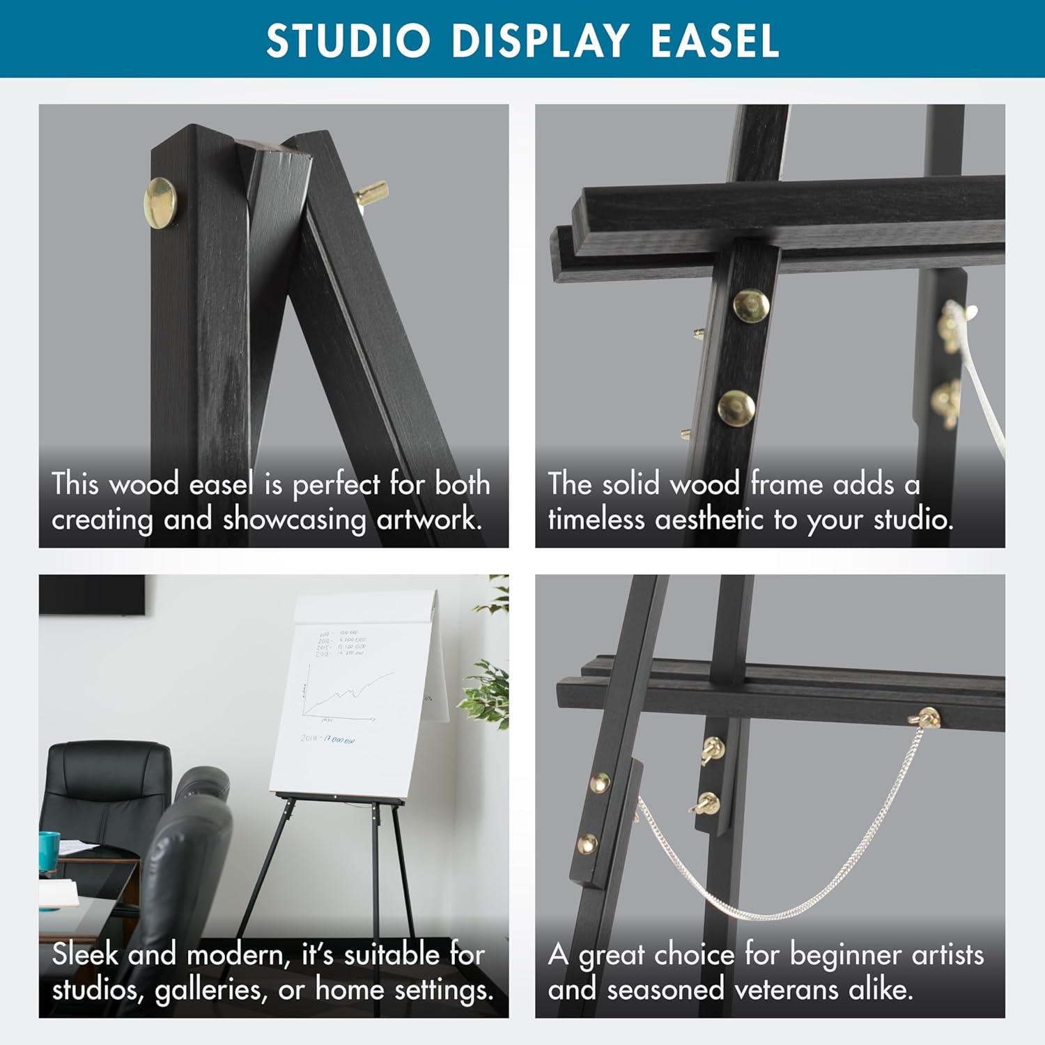Studio Display Wood Tripod Easel for Posters, Art, Event Signage, Tradeshows, or Seminars (63" Tall)