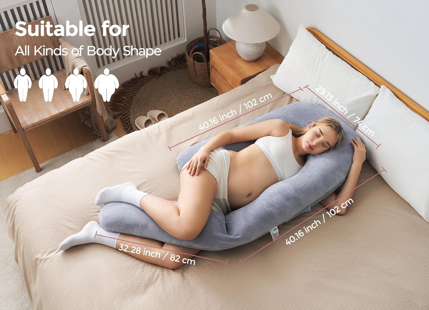 Dreamlign Velvet Grey Adjustable Full Body Maternity Pillow