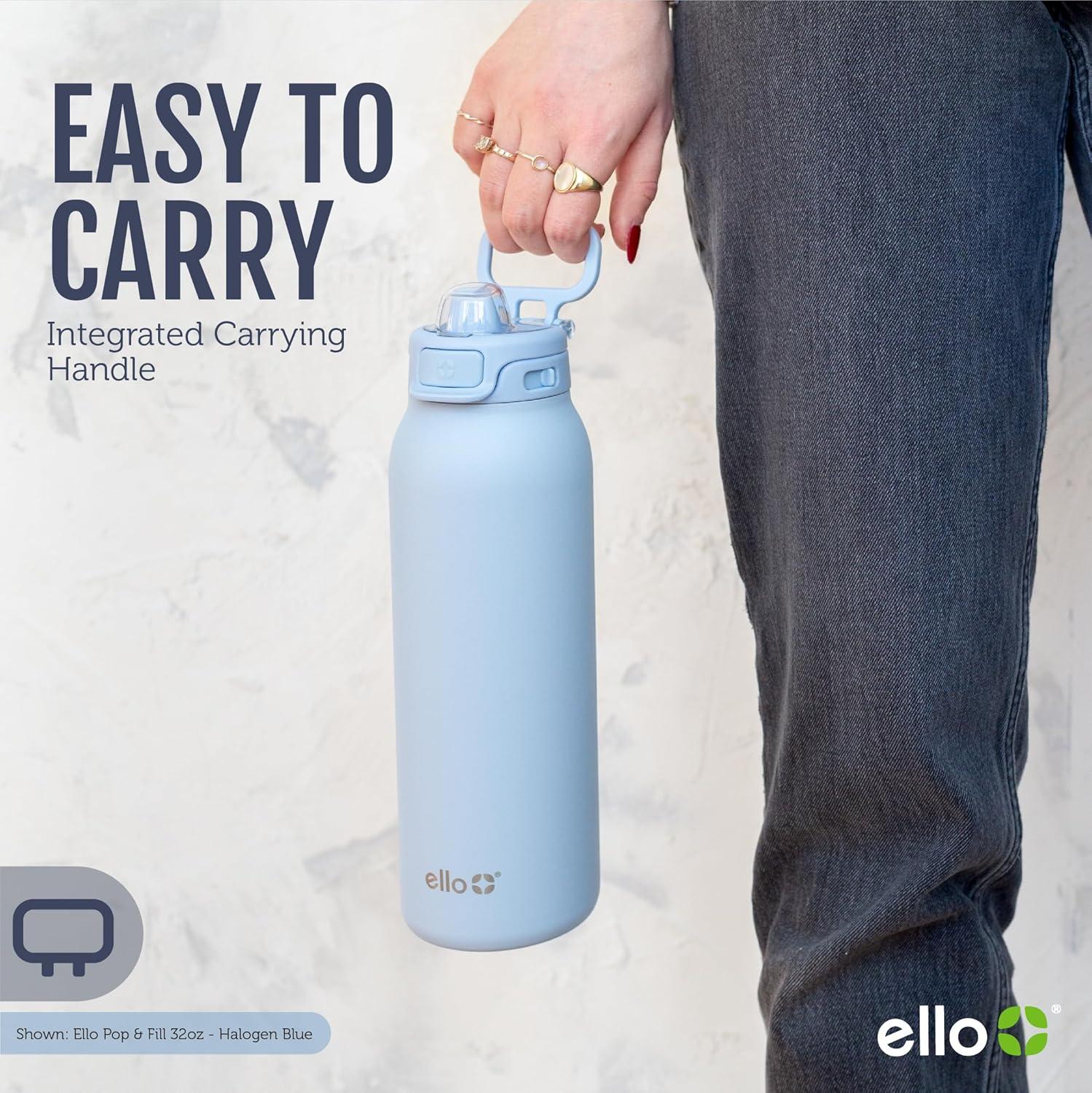 Ello Pop and Fill 22oz Stainless Steel Water Bottle Peach