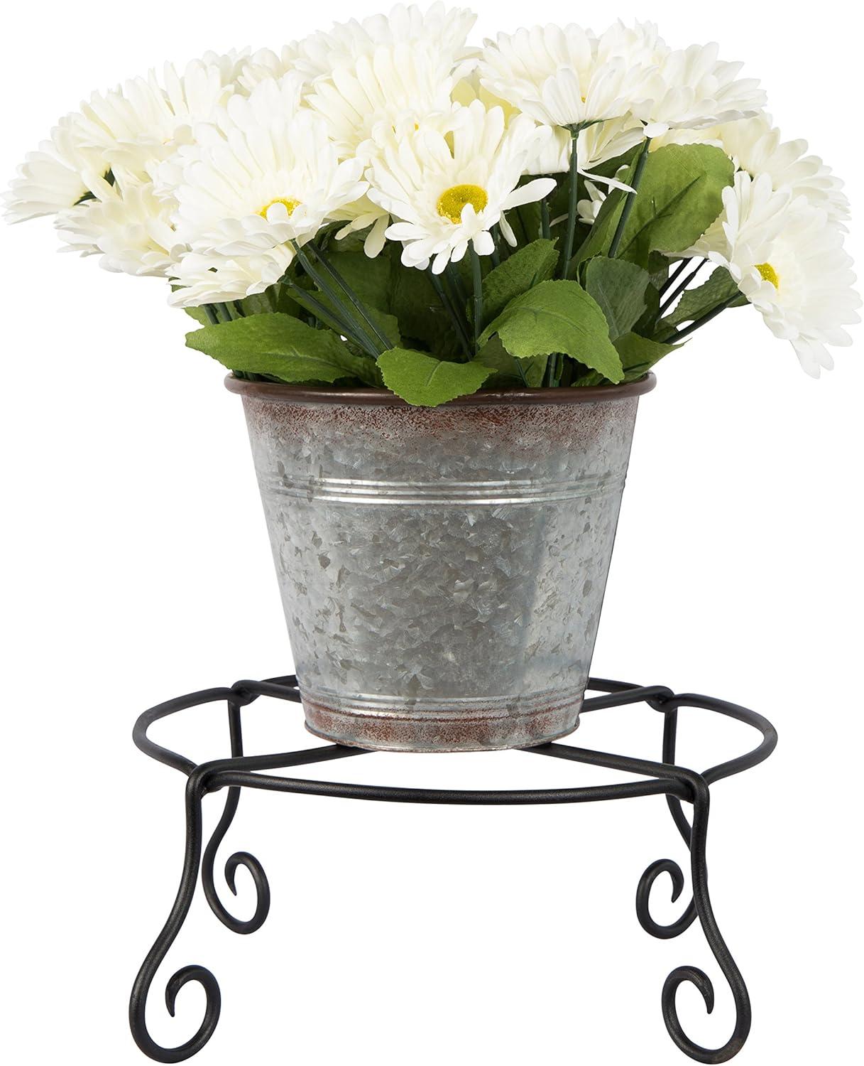 Large Black Wrought Iron Circular Plant Stand