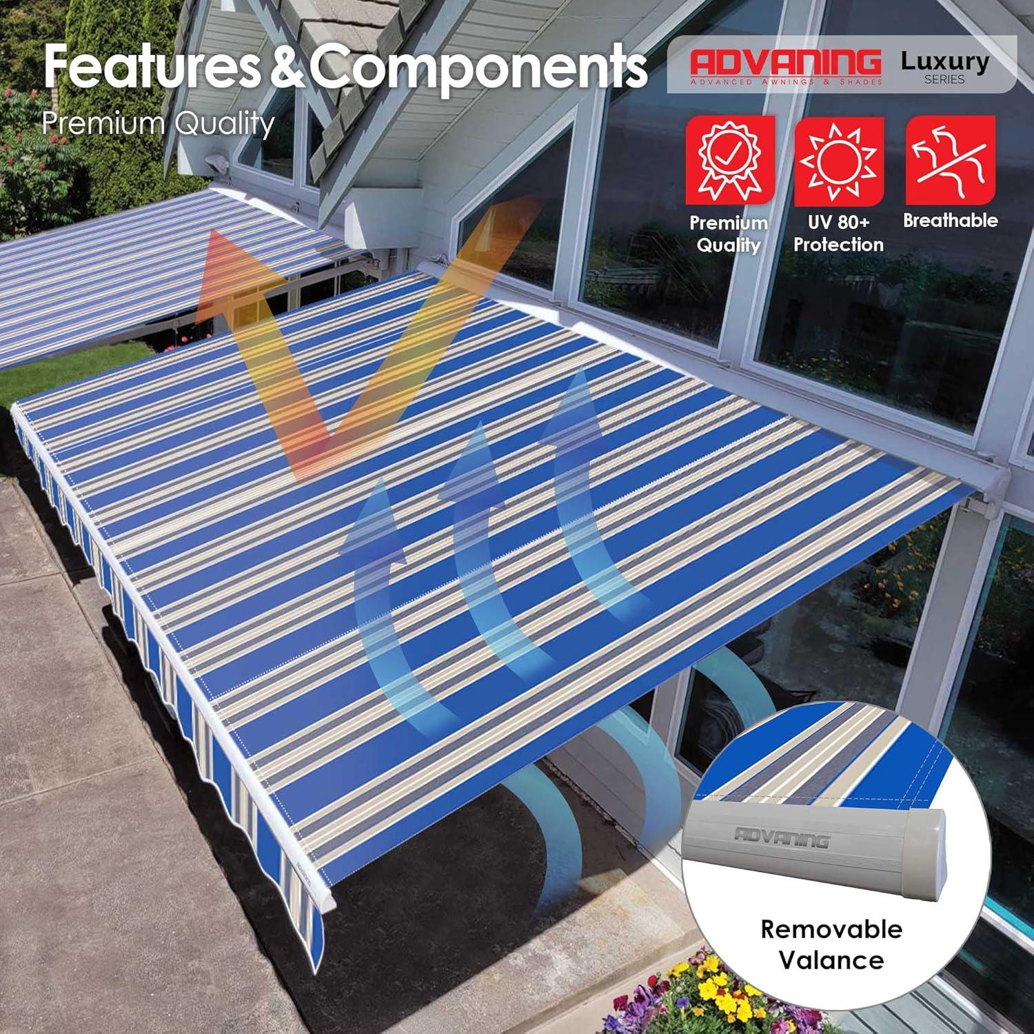 Advaning 10.5'' Fabric, Metal Cover Retractable Patio Awning