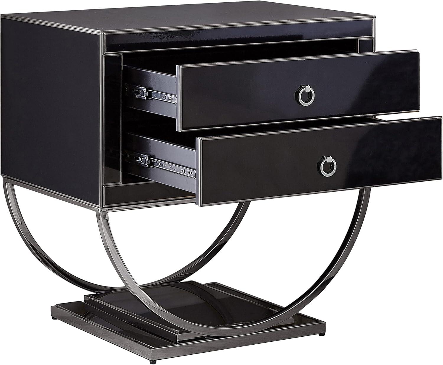 Meridian Furniture Alyssa Black Glass and Chrome Side Table