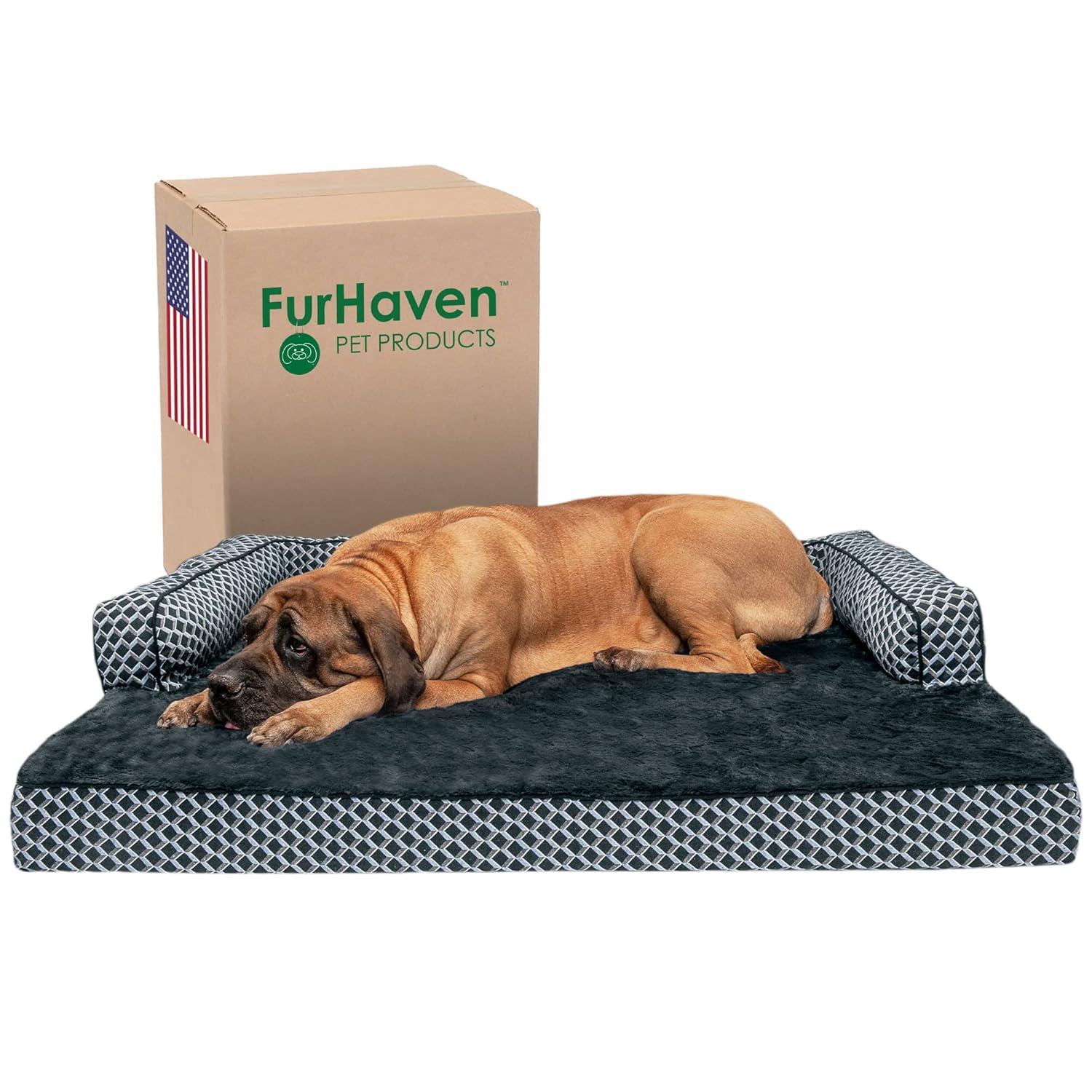 FurHaven Plush & Diamond Décor Comfy Couch Pet Bed