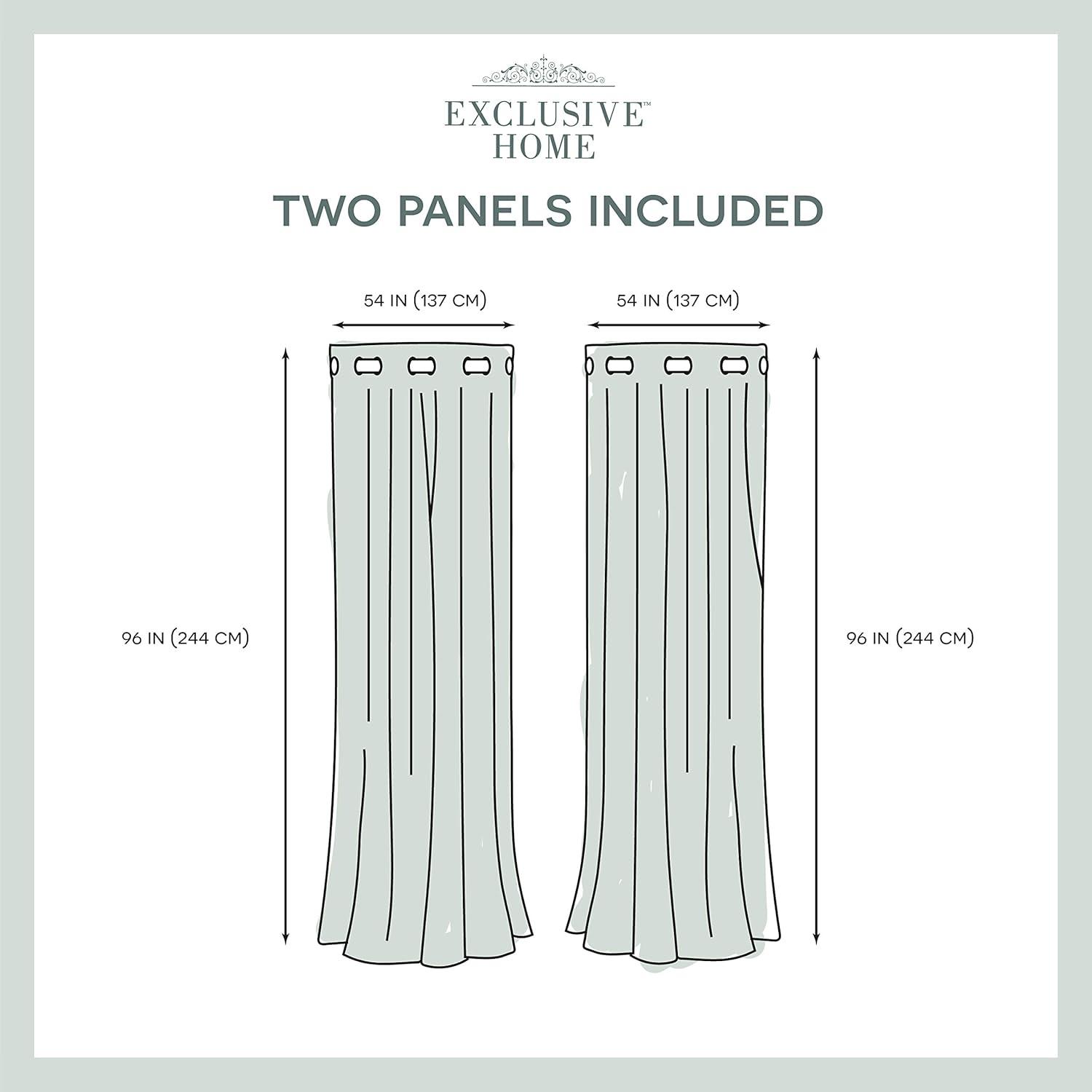 Set of 2 96"x54 Kochi Linen Blend Grommet Top Window Curtain Panel Sea Foam Green - Exclusive Home: Light Filtering Drapes