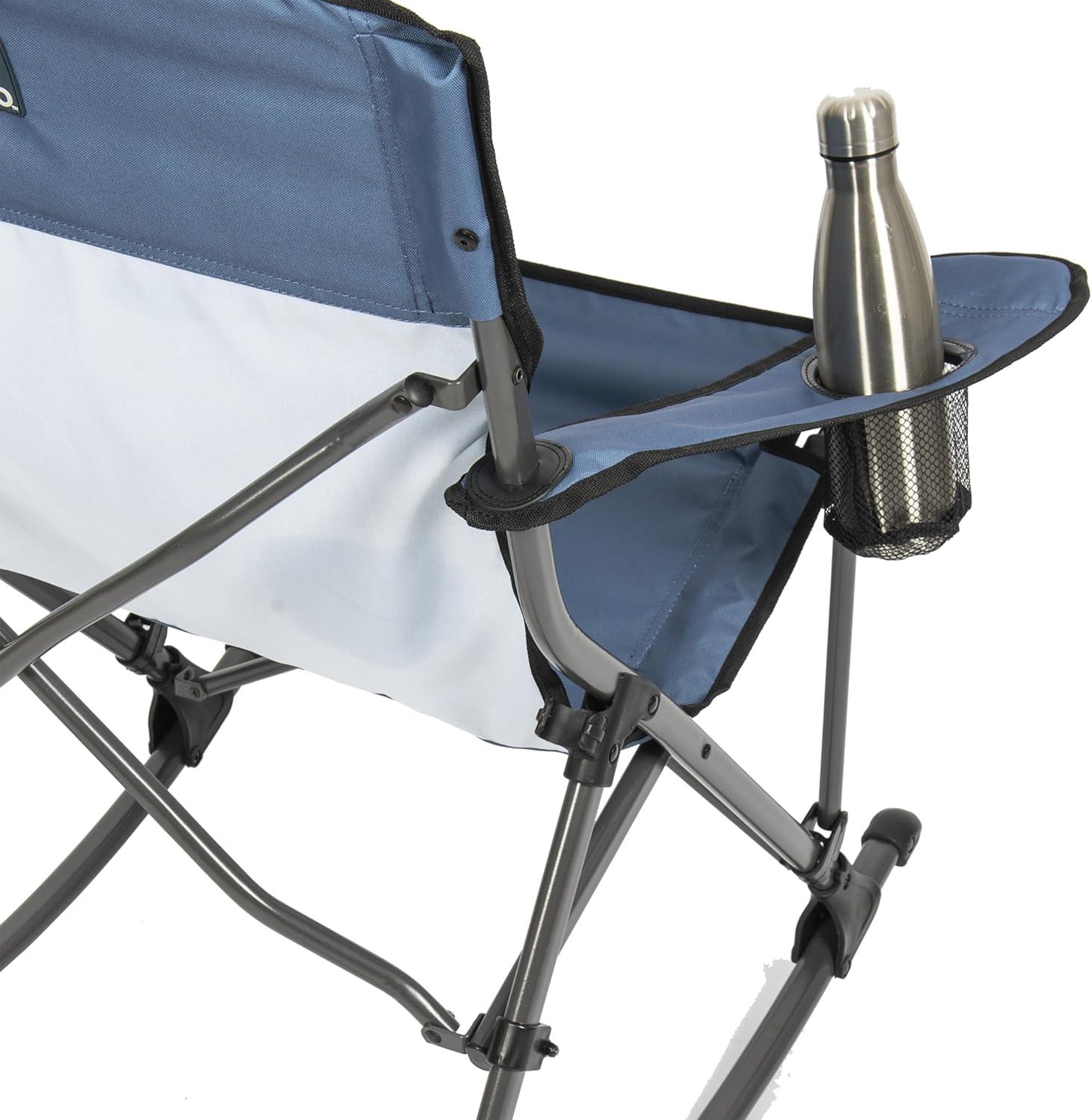 Gray PVC-Coated Fabric Quad Folding Rocking Chair with Arms