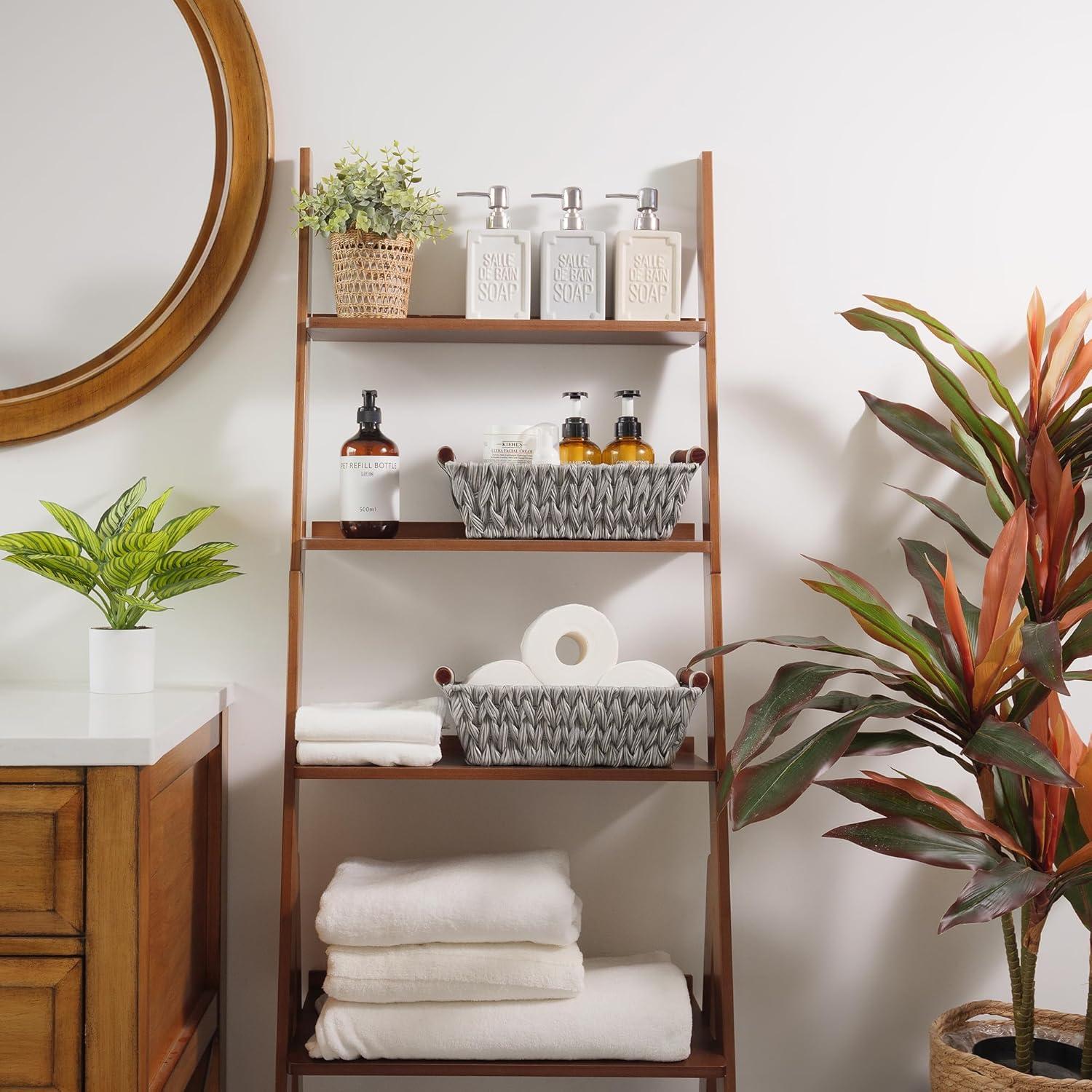 GRANNY SAYS Wicker Storage Baskets for Shelves, Trapezoid Woven Basket, Waterproof Storage Wicker Baskets for Organizing, Gray, 2-Pack