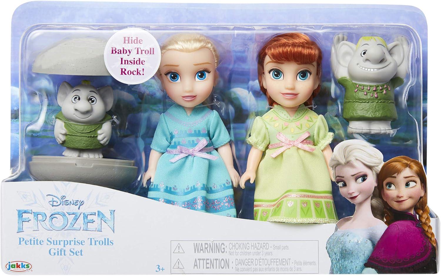 Disney Frozen 6 inch Petite Princess Anna and Elsa Fashion Dolls includes Surprise Trolls