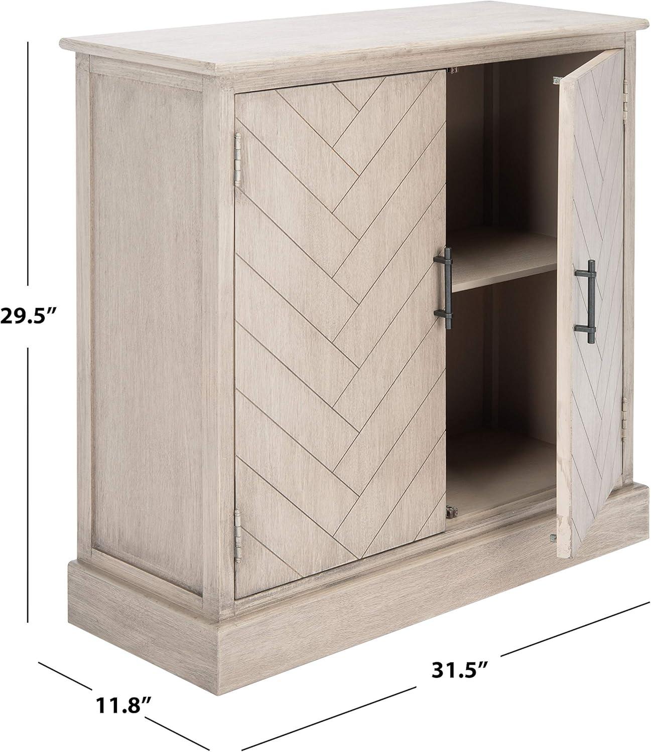 Peyton Greige Herringbone 2-Door Wooden Sideboard