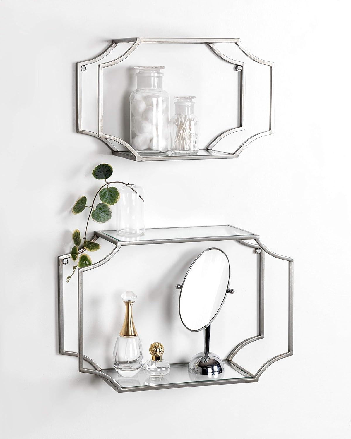 2pc 18" Ciel Modern Glam Metal Wall Shelf Set Silver - Kate & Laurel All Things Decor