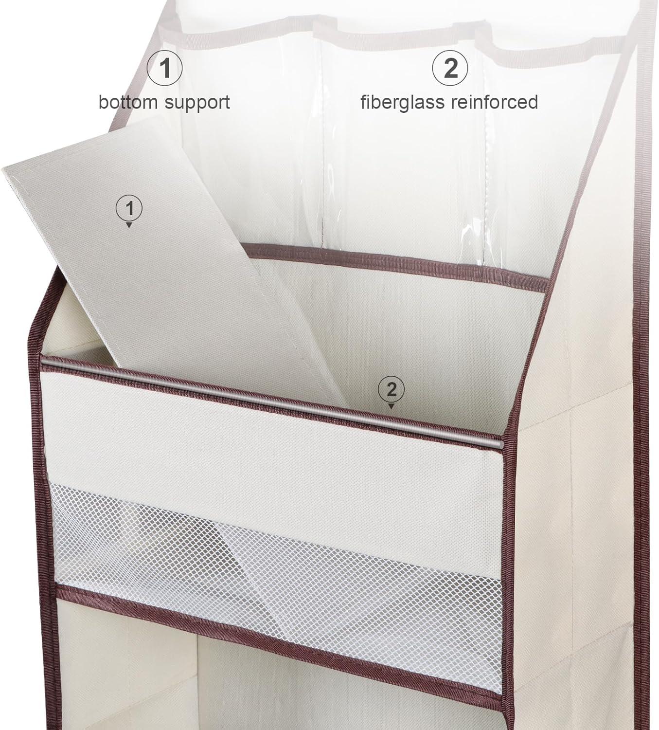 Univivi Door Hanging Organizer Nursery Closet Cabinet Baby Storage with 5 Large Pockets and 3 Small PVC Pockets for Cosmetics, Toys and Sundries (6 Layers - Beige)…