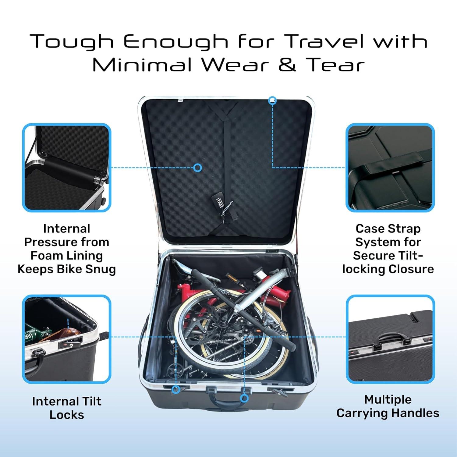 B&W International Foldon Hard Shell, Travel Bicycle Case for Folding Bikes, Black