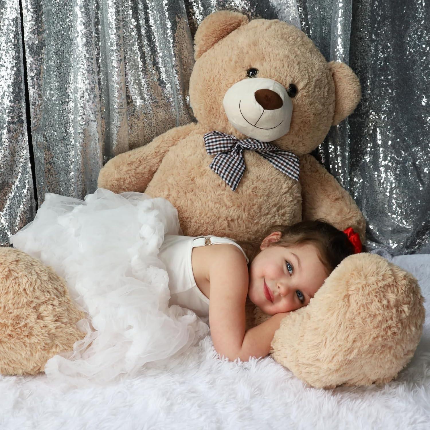 Giant Teddy Bear Plush Stuffed Animals for Girlfriend or Kids 47 Inch, (Light Brown)