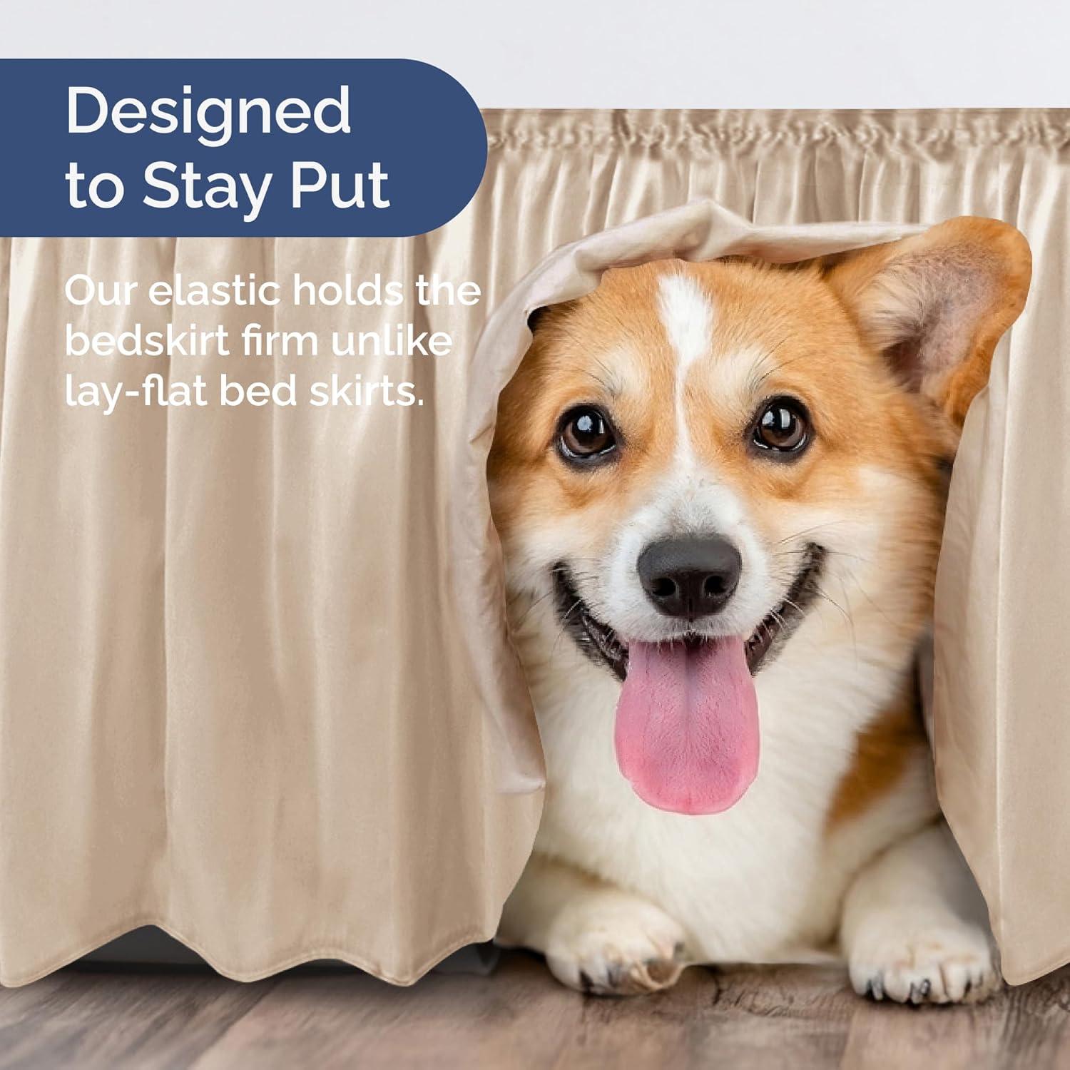 CGK Linens Ruffled Elastic Wrap Around Tailored Bed Skirt