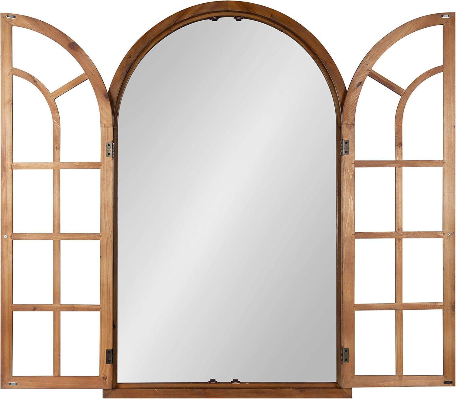 28"x44" Boldmere Arch Wall Mirror White - Kate & Laurel All Things Decor: Rustic Farmhouse Windowpane