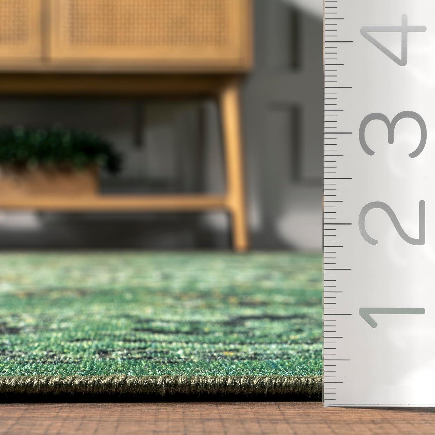 FanciHome 3'x5' Vintage Area Rug for Dining Room Living Room Traditional Distressed Rug Carpet, Green