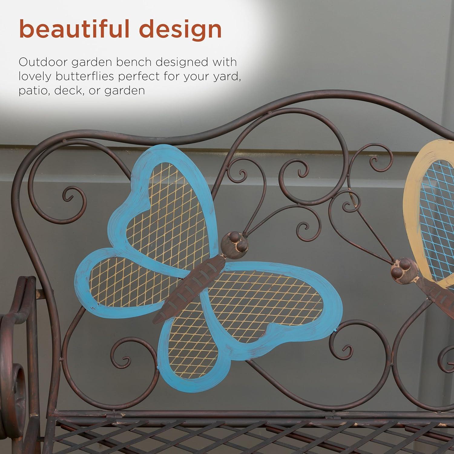 Butterfly Metal Bench Brown - Alpine Corporation