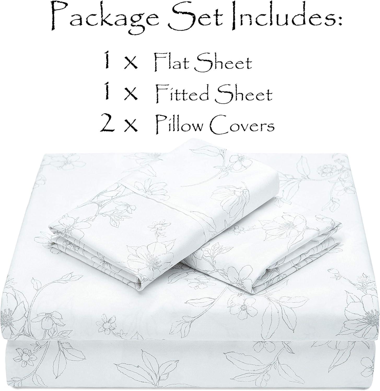 Chanasya Floral Microfiber Percale Sheet Set